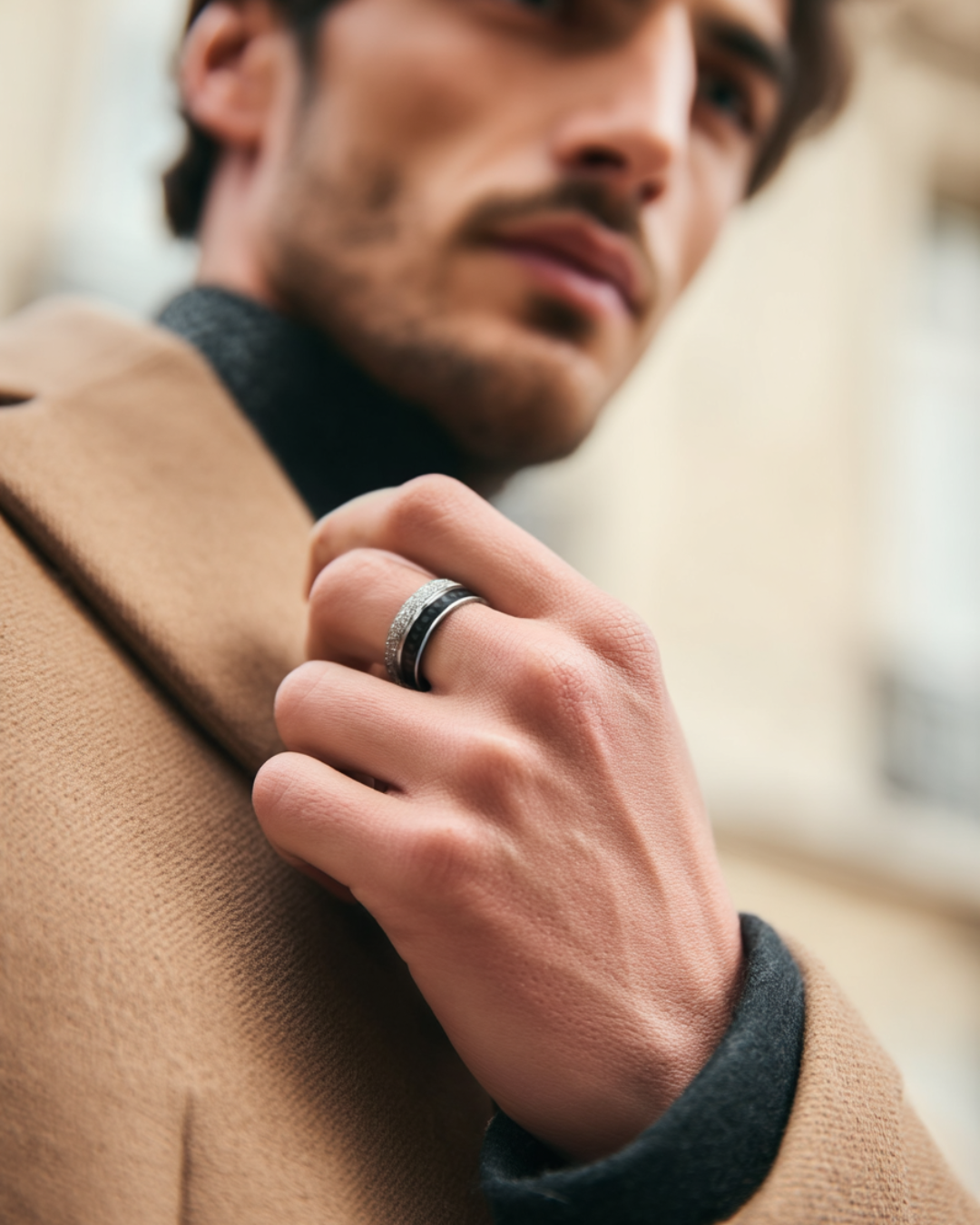 Duo Marée Carbon Ring | Black Carbon Inlay