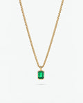 Emerald pendant necklace, 1 carat, 18K gold — studio packshot on white