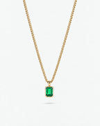 Emerald pendant necklace, 1 carat, 18K gold — studio packshot on white