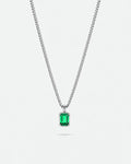 Emerald pendant necklace, 1 carat, 925 silver — studio packshot on white