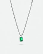 Emerald pendant necklace, 1 carat, 925 silver — studio packshot on white