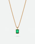 Emerald pendant necklace, 2 carat, 18K gold — studio packshot on white
