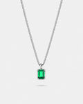 Emerald pendant necklace, 2 carat, 925 silver — studio packshot on white