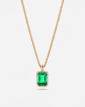 Emerald pendant necklace, 3 carat, 18K gold — studio packshot on white