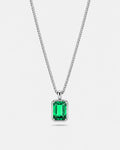 Emerald pendant necklace, 3 carat, 925 silver — studio packshot on white