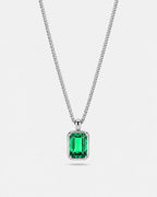 Emerald pendant necklace, 3 carat, 925 silver — studio packshot on white
