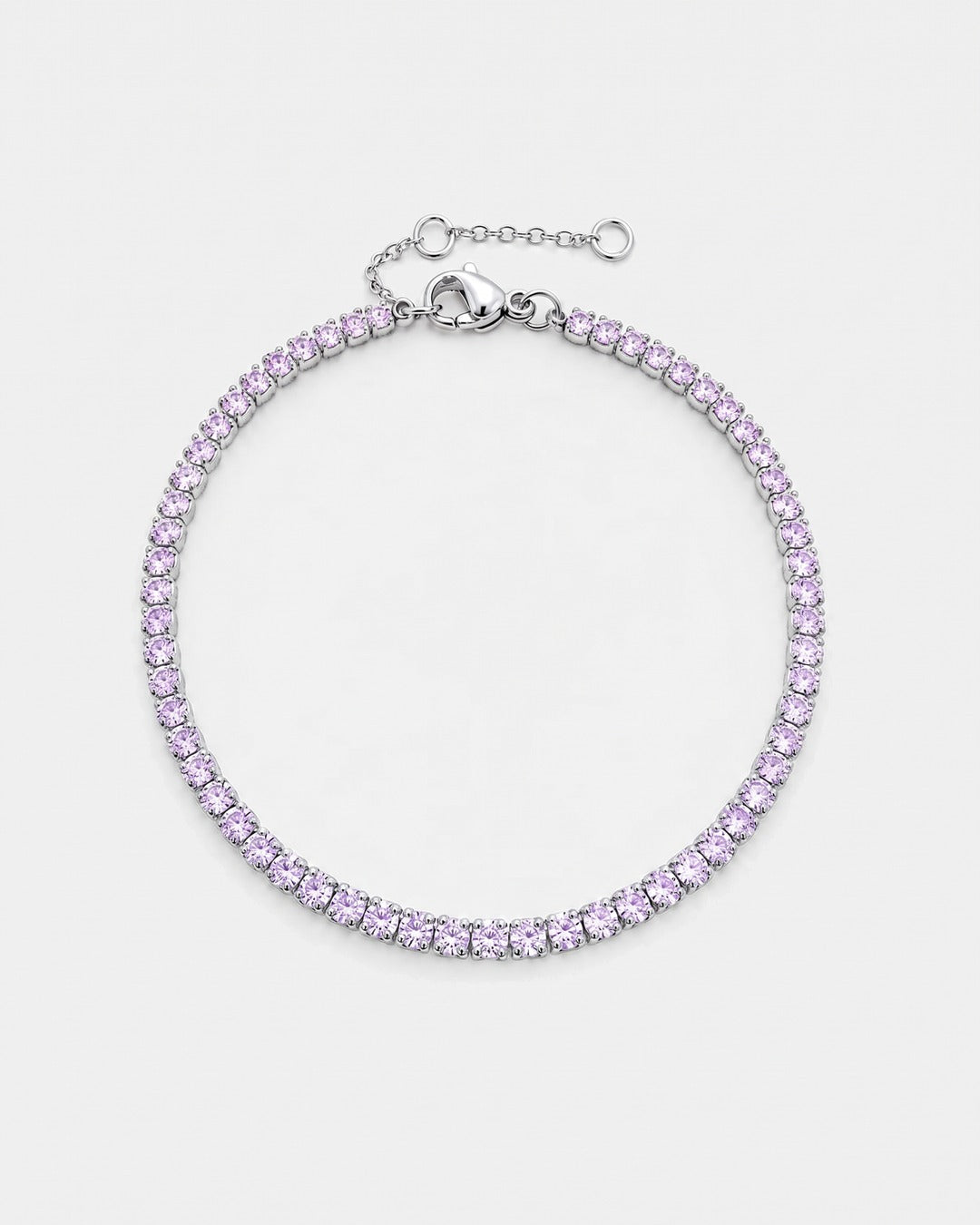 Fine tennis bracelet in alexandrite silver