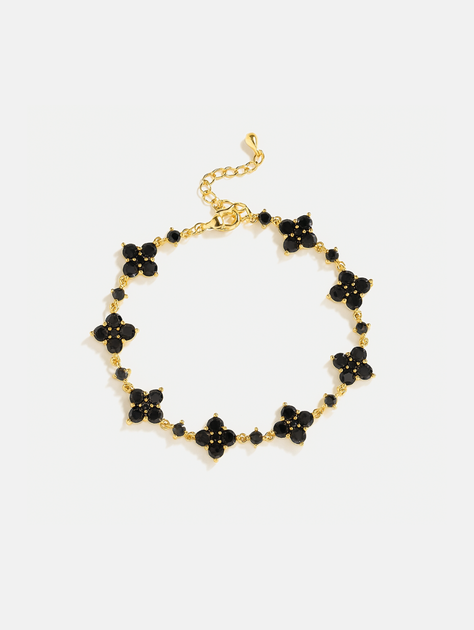 Bracelet Black stone + Gold-plated