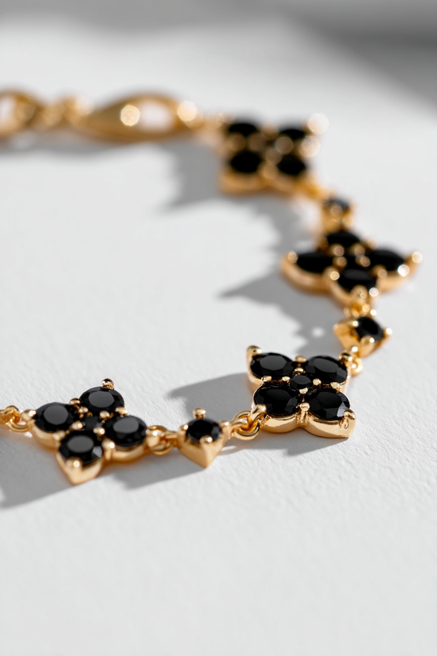 Bracelet Black stone + Gold-plated