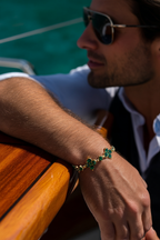 Bracelet Green stone + Gold-plated