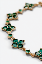 Bracelet Green stone + Gold-plated