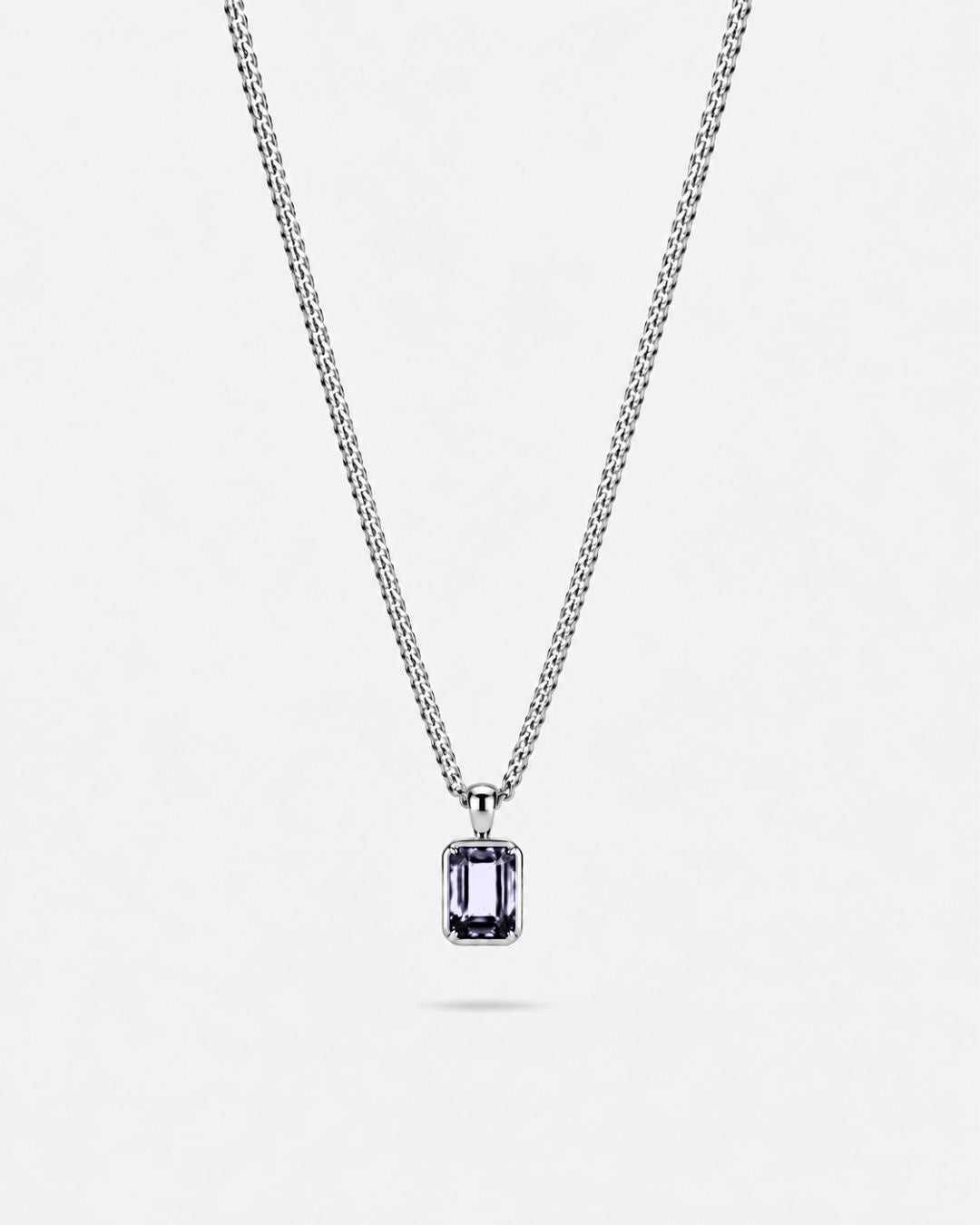 Grey Spinel pendant necklace, 1 carat, 925 silver — studio packshot on white