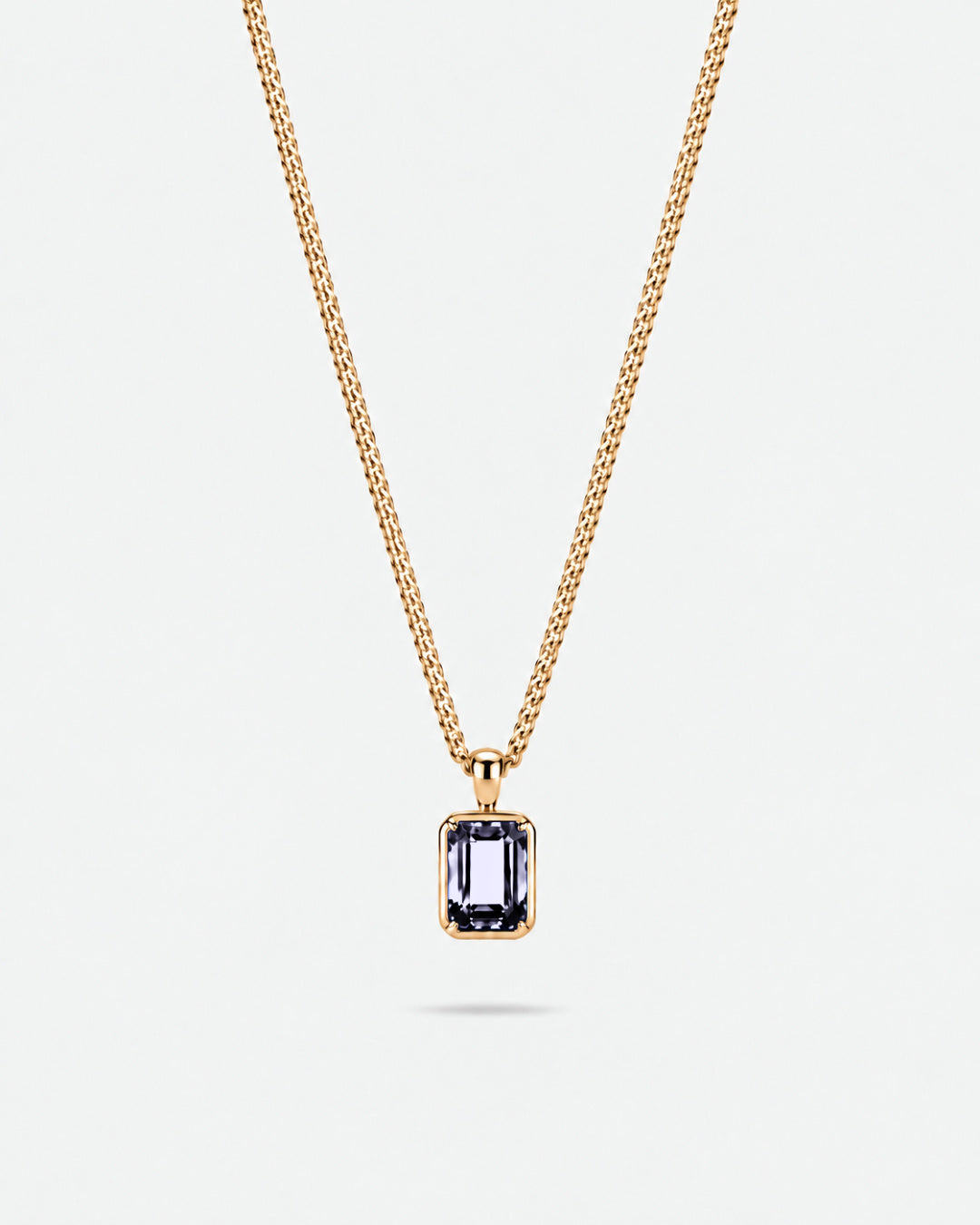 Grey Spinel pendant necklace, 2 carat, 18K gold — studio packshot on white