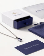 Grey Spinel pendant necklace, 2 carat, 925 silver — shown with Pureform packaging