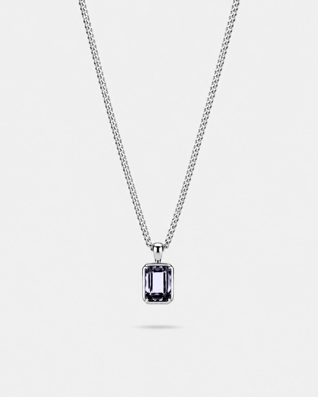 Grey Spinel pendant necklace, 2 carat, 925 silver — studio packshot on white