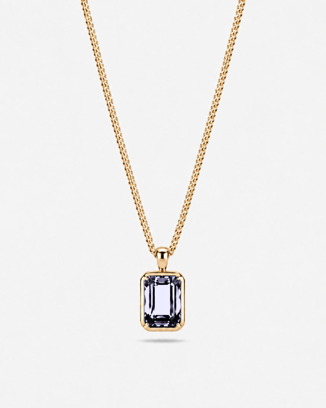 Grey Spinel pendant necklace, 3 carat, 18K gold — studio packshot on white