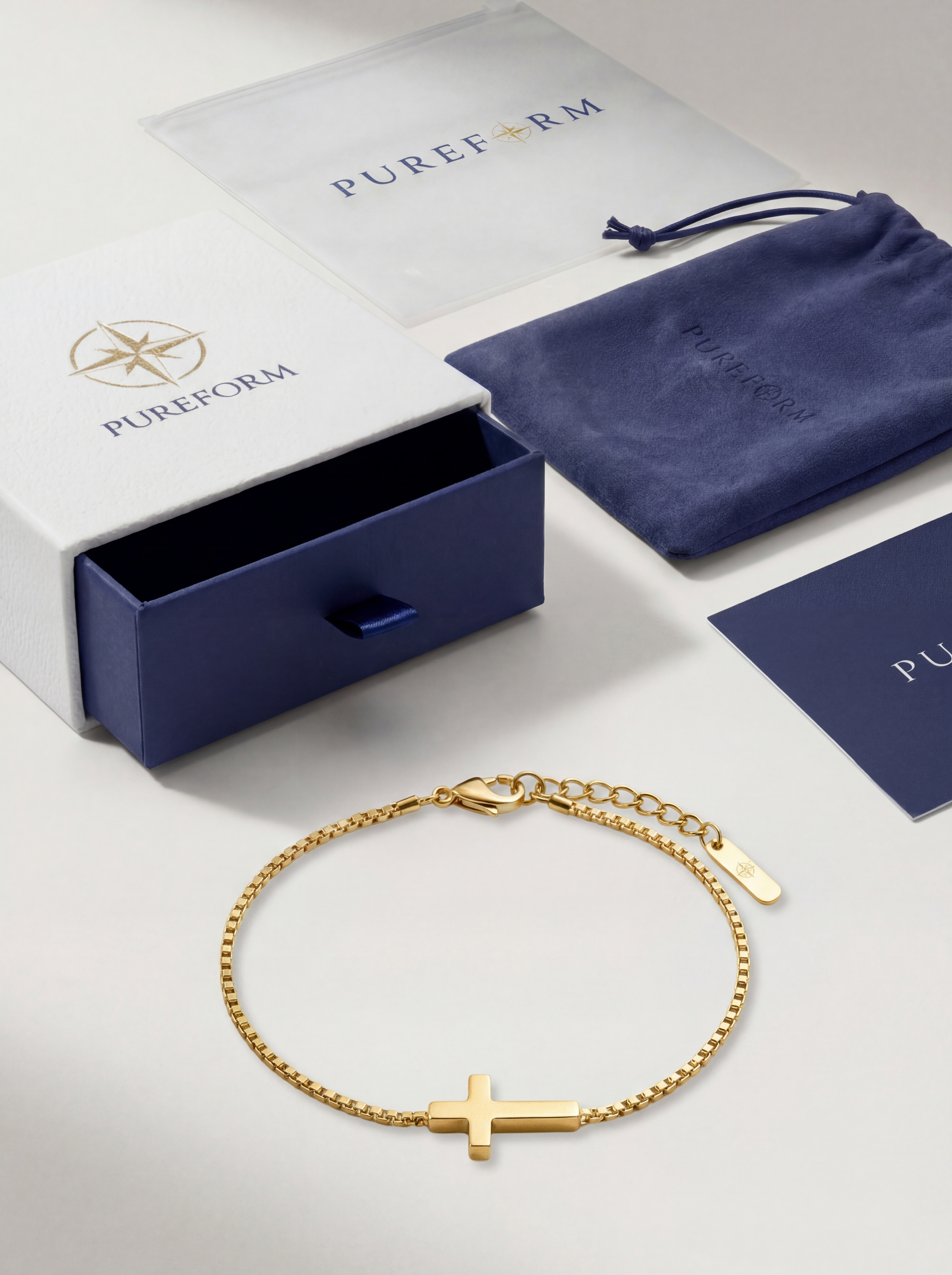 Minimal Cross Bracelet | Gold