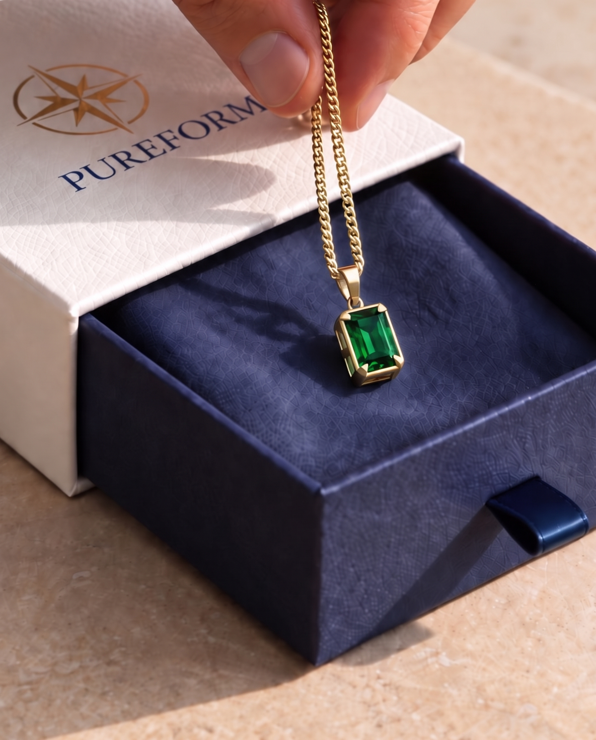 Emerald Pendant Necklace | 2 Carat 18K Gold