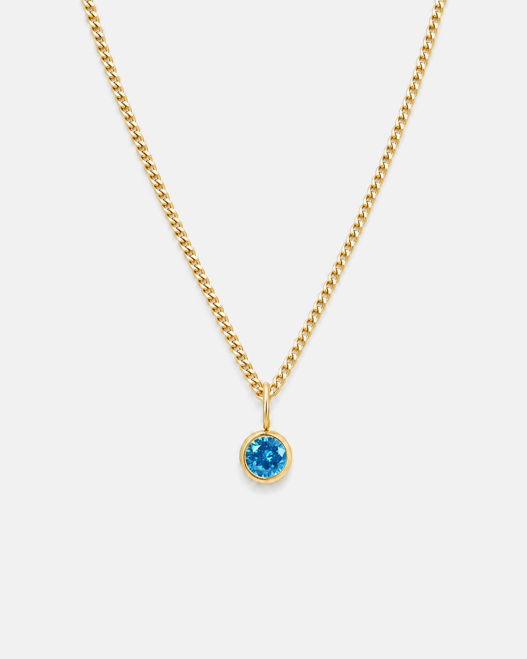 Lumière birthstone necklace in blue topaz gold