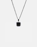 Medianoche Halskette Onyx Premium Silberplattierter Edelstahl