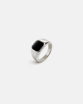 Medianoche Ring Onyx Silberplattiert
