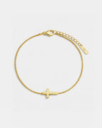 Minimal Cross Bracelet | Gold