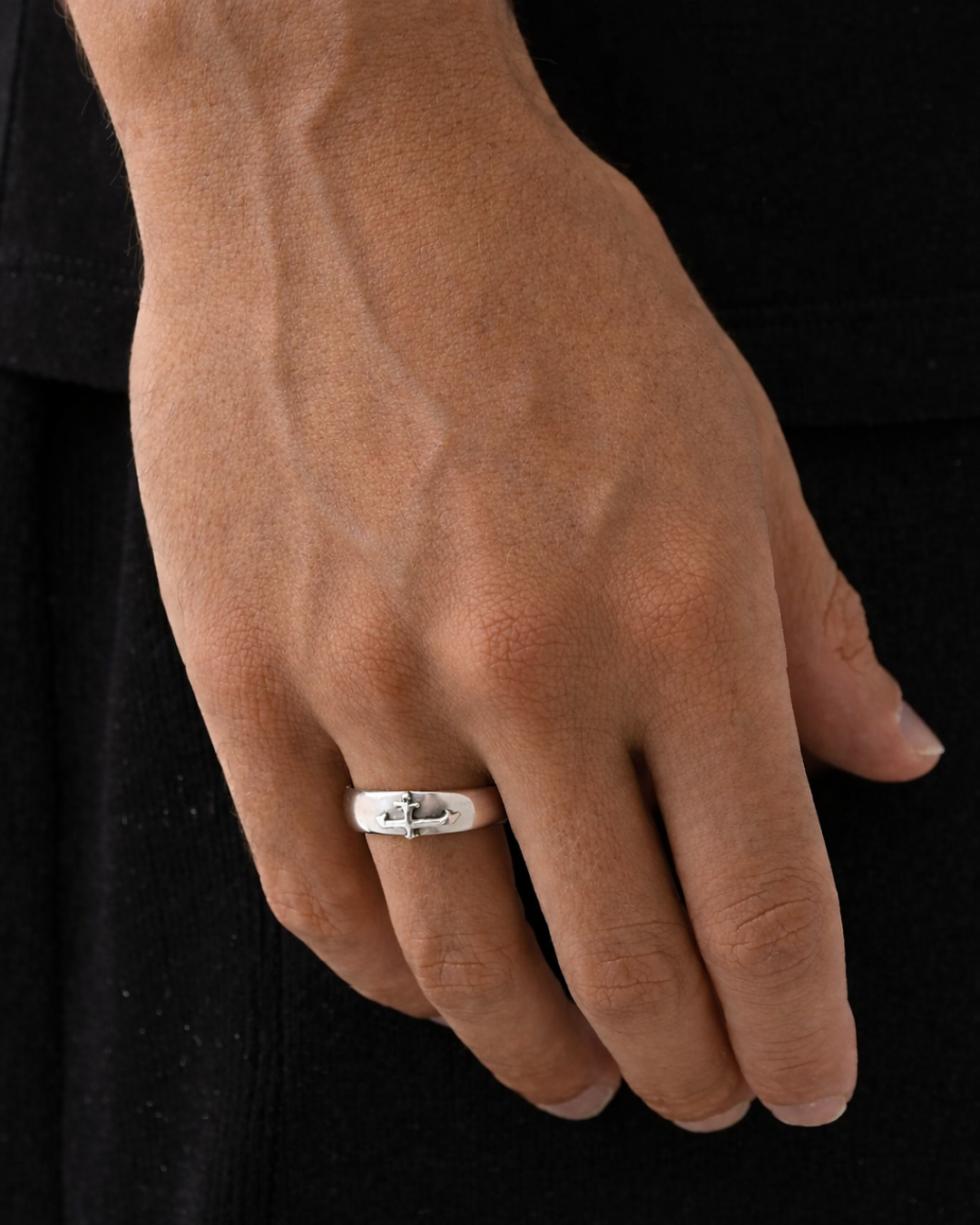 Minimal Cross Ring | Silver