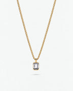Moissanite pendant necklace, 1 carat, 18K gold — studio packshot on white