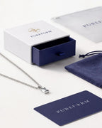 Moissanite pendant necklace, 1 carat, 925 silver — shown with Pureform packaging