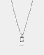 Moissanite pendant necklace, 2 carat, 925 silver — studio packshot on white