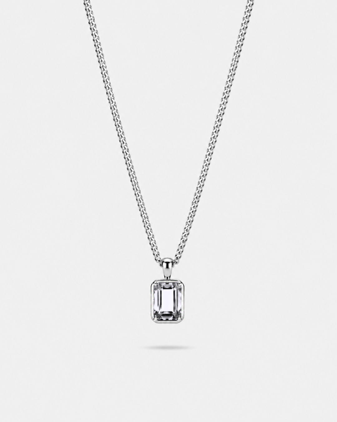 Moissanite pendant necklace, 2 carat, 925 silver — studio packshot on white