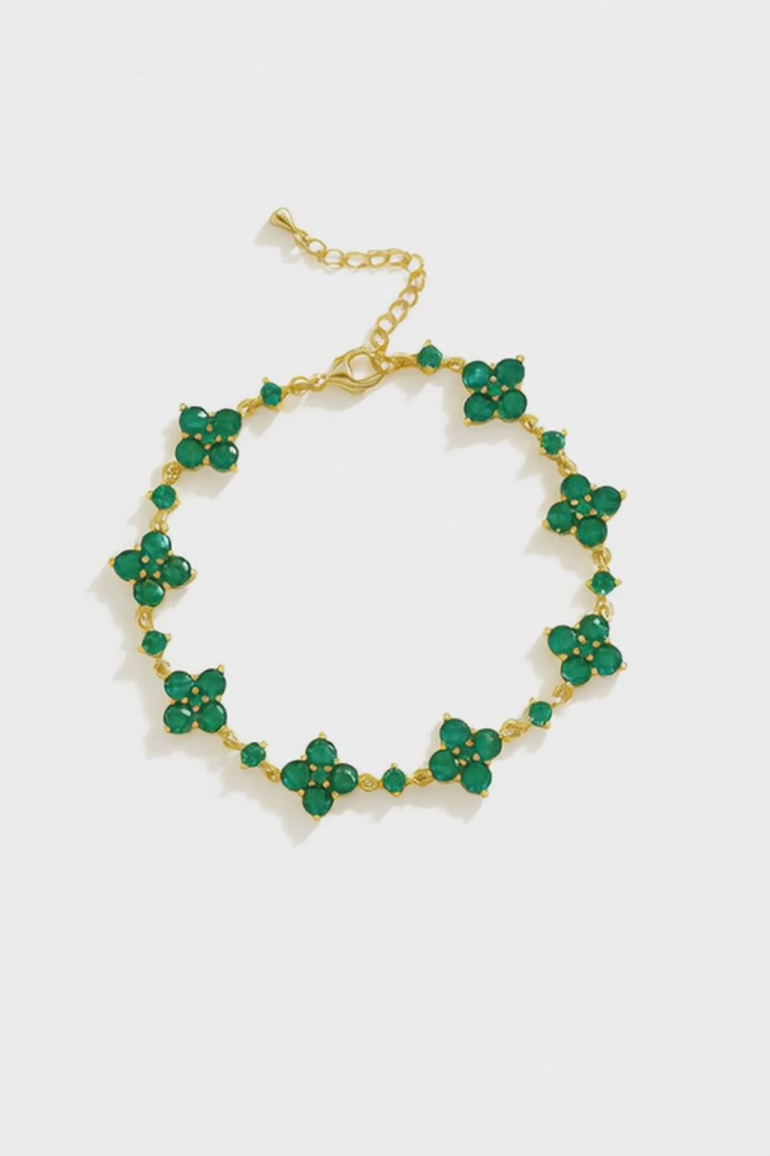 Bracelet Green stone + Gold-plated