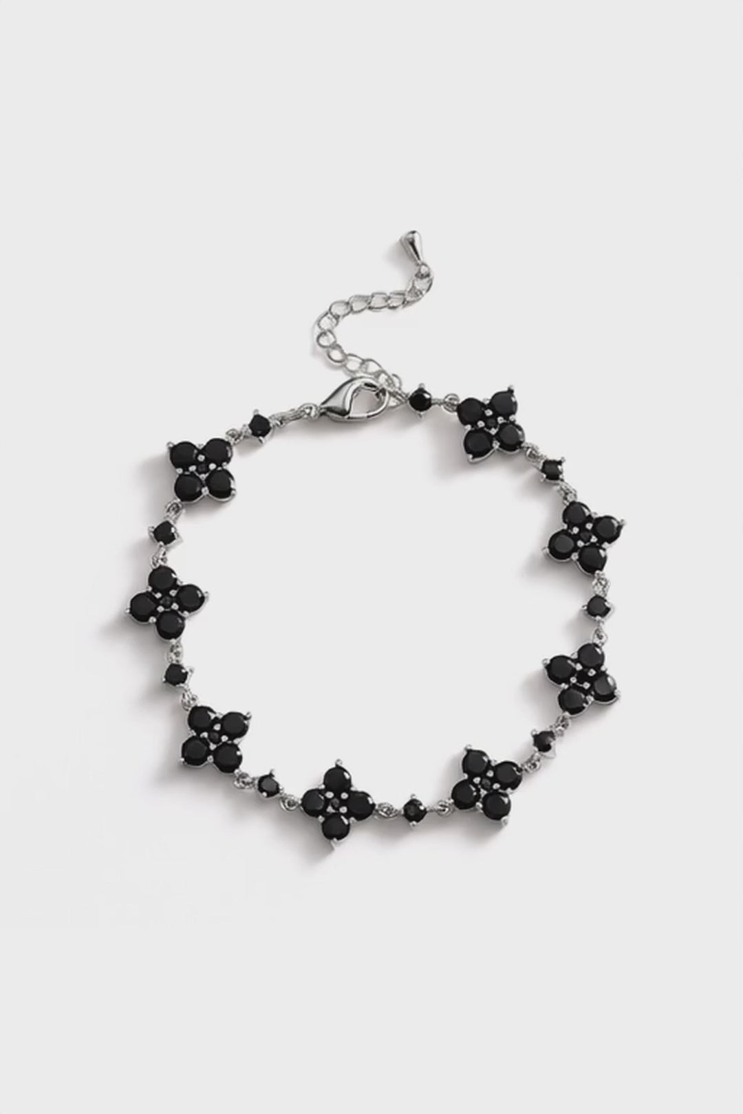 Bracelet Black stone + Platinum-plated