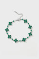 Bracelet Green stone + Platinum-plated
