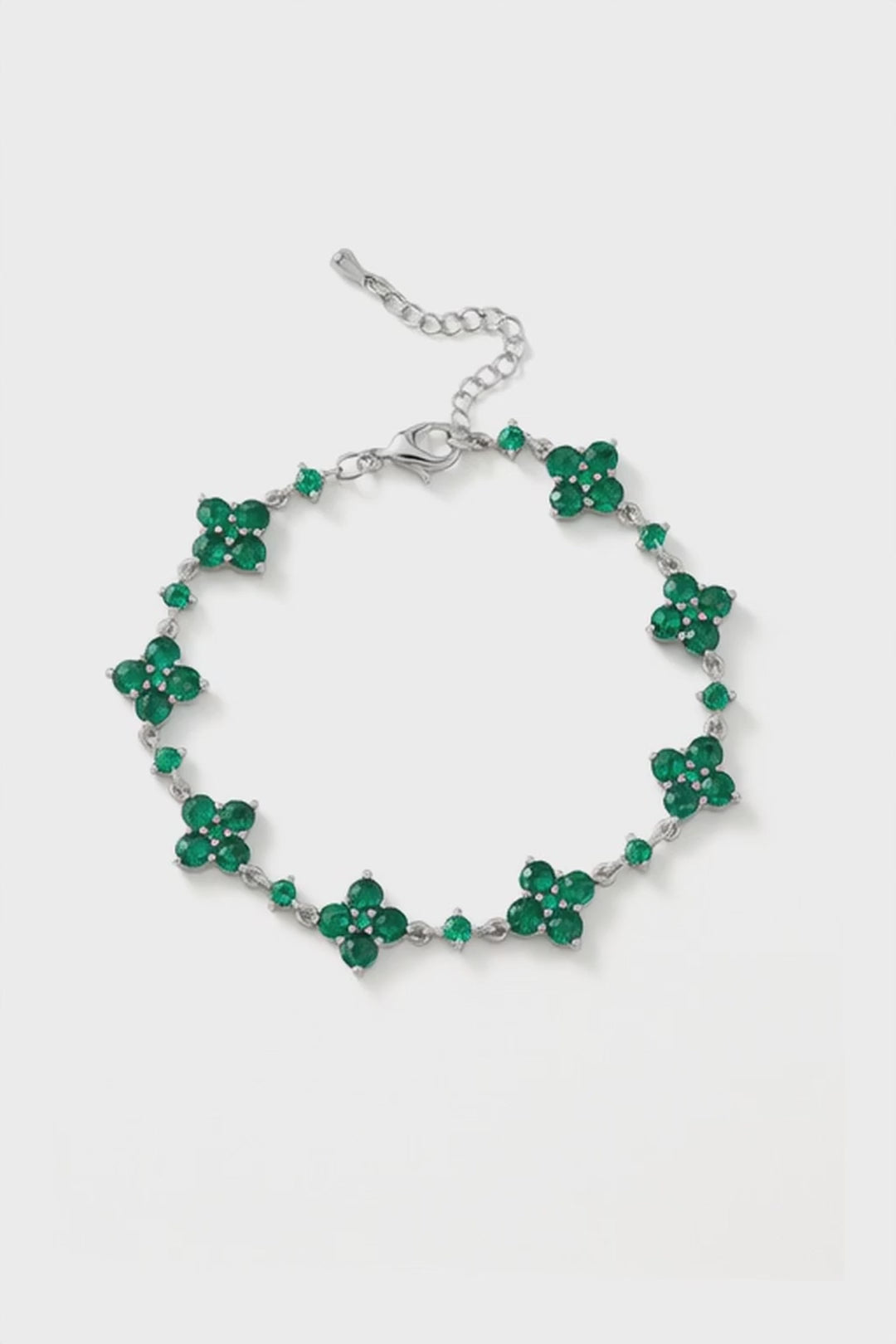Bracelet Green stone + Platinum-plated
