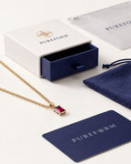 Ruby pendant necklace, 1 carat, 18K gold — shown with Pureform packaging