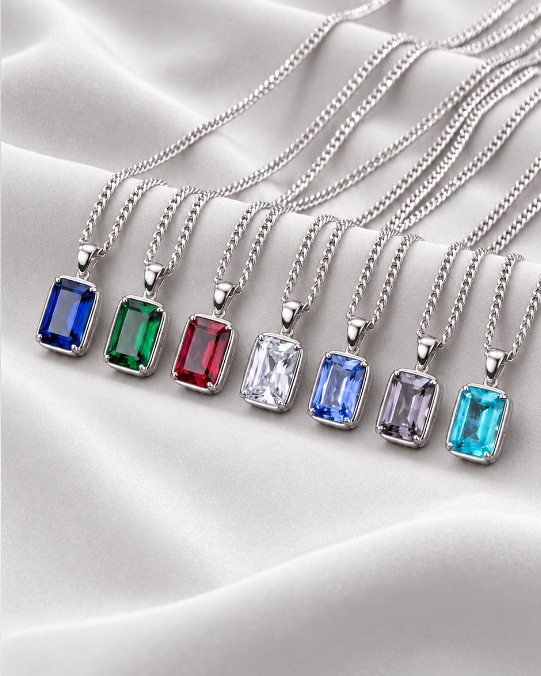 Ruby pendant necklace, 1 carat, 925 silver — the full colour range