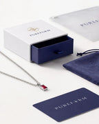 Ruby pendant necklace, 1 carat, 925 silver — shown with Pureform packaging