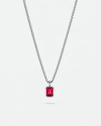 Ruby pendant necklace, 1 carat, 925 silver — studio packshot on white