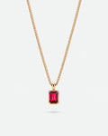 Ruby pendant necklace, 2 carat, 18K gold — studio packshot on white