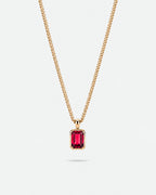 Ruby pendant necklace, 2 carat, 18K gold — studio packshot on white