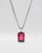 Ruby pendant necklace, 2 carat, 925 silver — close studio packshot