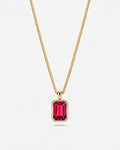 Ruby pendant necklace, 3 carat, 18K gold — studio packshot on white
