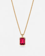 Ruby pendant necklace, 3 carat, 18K gold — studio packshot on white