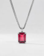 Ruby pendant necklace, 3 carat, 925 silver — close studio packshot