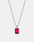 Ruby pendant necklace, 3 carat, 925 silver — studio packshot on white