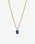 Sapphire pendant necklace, 1 carat, 18K gold — studio packshot on white