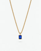 Sapphire pendant necklace, 1 carat, 18K gold — studio packshot on white