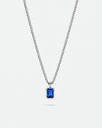 Sapphire pendant necklace, 1 carat, 925 silver — studio packshot on white