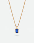 Sapphire pendant necklace, 2 carat, 18K gold — studio packshot on white